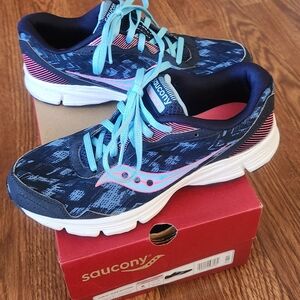 Saucony Women's Navy & Teal Running Shoes with Pink Accents
